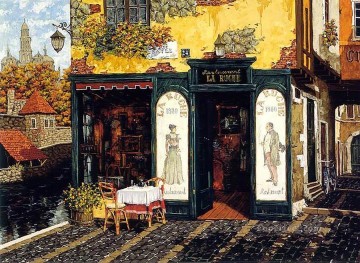 Street Shops Painting - YXJ0443e impressionism street scenes shop